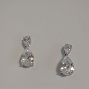 Sterling Silver Teardrop Dangle Stone Earrings